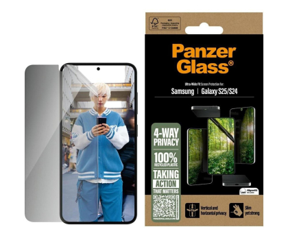 Szkło i folia ochronna PanzerGlass Eco Matrix Ultra-Wide Fit do Samsung Galaxy S25 privacy